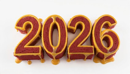 3D Illustrated 2026 Year Sign