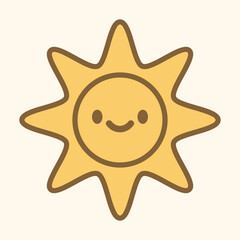 Kawaii Sun Character – Cute Smiling Sunshine Cartoon Icon