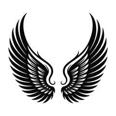 Obraz premium Stylized black angel wings on white background