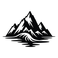 Fototapeta premium Stylized mountain range reflected in water