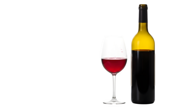 bottle of a wine and glass separated from transparent or white background. PNG - Powered by Adobe
