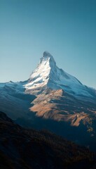 Majestic Matterhorn snow peak alpine vista peaceful serene travel landscape photography editorial stock image