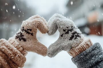 Winter Romance Heart Hands in Mittens