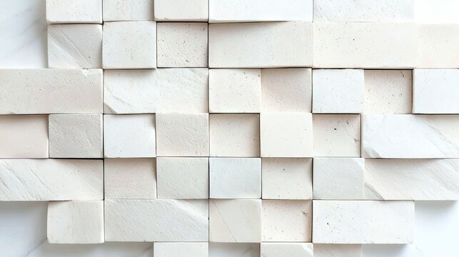 Close-up of a white brick wall texture background. The bricks are arranged in a pattern, creating a modern and abstract design.