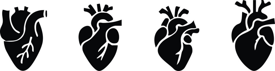 Set of anatomical heart icon Set, Human anatomical heart, heartbeat, cardiovascular, anatomy, medical, health, cardiology illustration, biology, organ, human heart collection, Vector illustration !