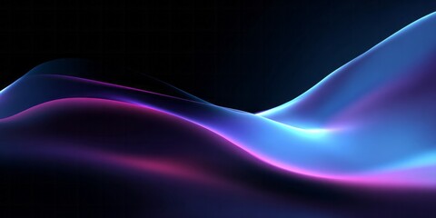 Abstract glowing light waves undulate across a dark background