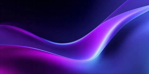 Fototapeta premium Smooth luminous purple and blue abstract wave flows across a dark background