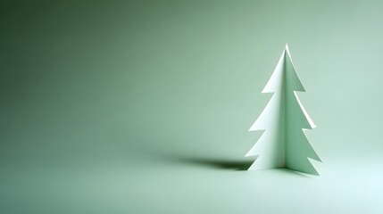 Obraz premium Serene green Christmas tree cutout evokes festive spirit perfect for warm holiday greetings design