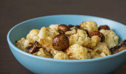 Roasted Cauliflower and Mushrooms in Bowl – Cozy Fall Veggie Side Dish