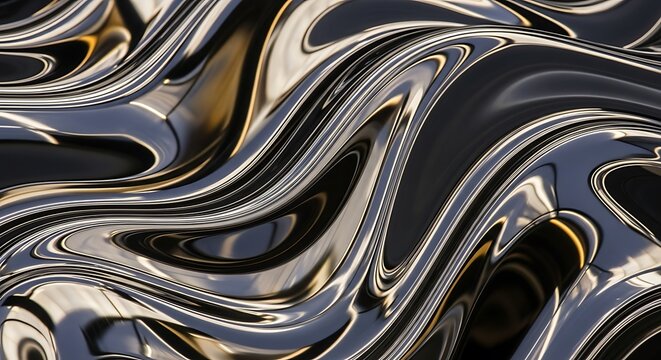 Black and white metallic texture with flowing chain-like silver patterns