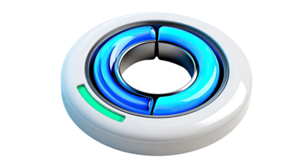 Circular technological interface: A close-up view of a sleek, futuristic technological interface with a circular design, highlighting its innovative features and modern aesthetics. 