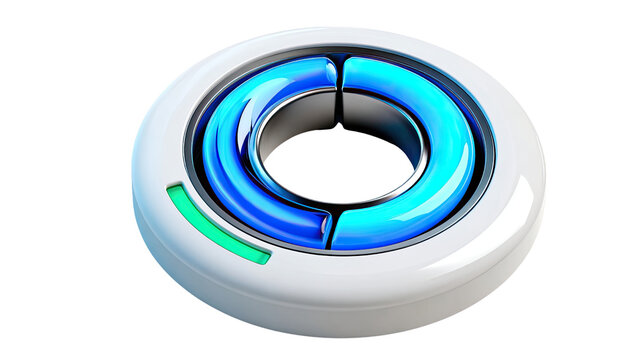 Circular technological interface: A close-up view of a sleek, futuristic technological interface with a circular design, highlighting its innovative features and modern aesthetics. 