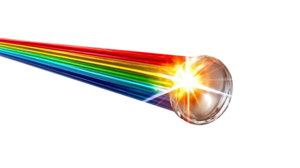 Spectra of Light: A stunning display of light refraction showcases a vibrant rainbow spectrum emerging from a crystal orb. This image captures the beauty of physics.