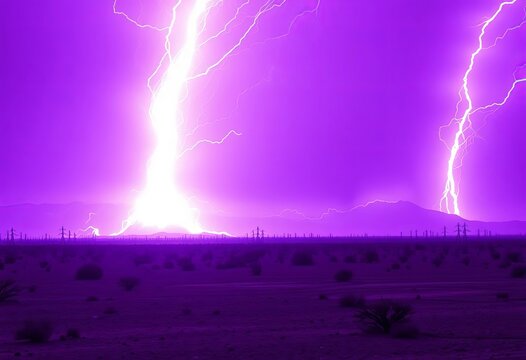 Intense purple energy blasts across a desolate, purple-hued landscape ,  dark purple,  energy