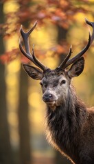 Autumn Deer Portrait Golden Woodland Light Serene Wildlife Scene Majestic Antlers Nature Photography