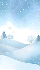 Festive winter watercolor scene snow-covered hills joyful holiday design for cards and seasonal prints