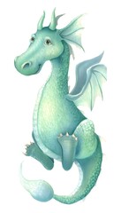 Fototapeta premium Charming watercolor dragon illustration perfect for children’s stories and whimsical fairytale art designs