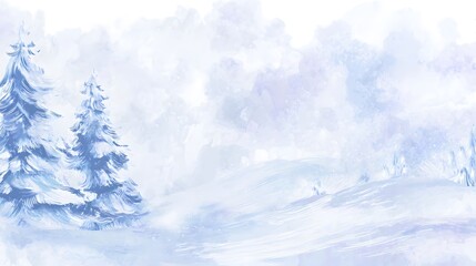 Festive watercolor winter landscape perfect for holiday cards and cozy Christmas invitations