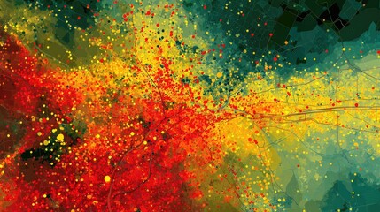 Colorful abstract map, vibrant points, spread