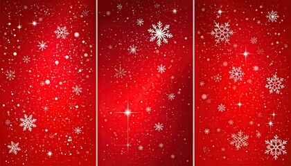 Beautiful Red Christmas Background with Falling Snowflakes and Sparkling Lights.