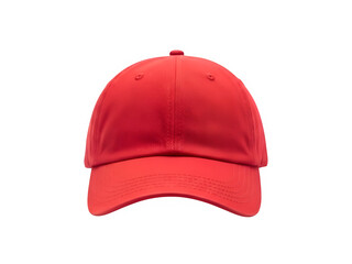 A single red baseball cap, isolated on white or transparent background. PNG