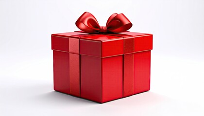A vibrant red gift box with a satin ribbon bow, perfect for celebrations and surprises.