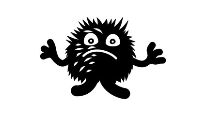 Cute monster symbol, black isolated silhouette