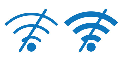 Wifi and wireless problem icon or no wifi icon set. wifi signal with a prohibition symbol. representing no internet connection. wireless problem icon or no wifi icon set