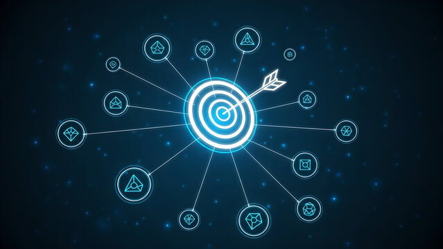 Goal Achievement Network Strategy Digital Target Blue Copy Space