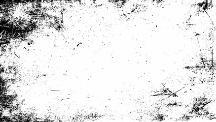 Weathered scratched grunge texture overlay, black and white abstract background Vector, illustration