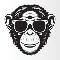 Cool monkey wearing sunglasses, a playful and stylish illustration for your designs	