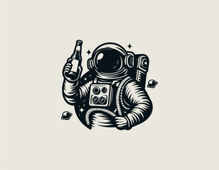 Astronaut Beer black vector logo