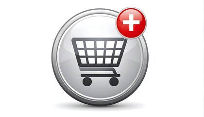 Shopping Cart with Plus Sign Icon for E-commerce and Online Retail.