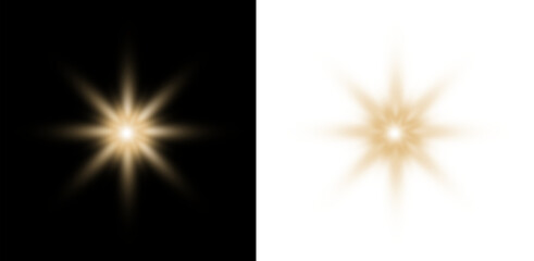 Fototapeta premium Shine glowing stars. Vector Golden Sparks isolated ،Golden Lens Flare Effect: Starburst Light Overlay PNG & Vector