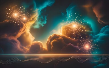 Amber Teal Nebula Pattern diwali