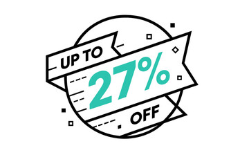 Up to twenty-seven percent off promotional sale badge sticker design for marketing campaigns