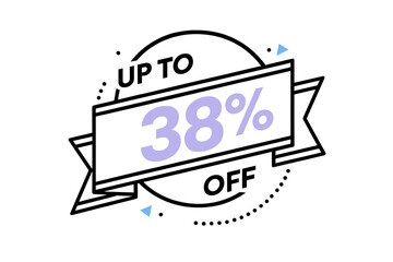 Thirty-eight percent off discount tag on a modern geometric promotion banner