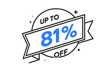Eighty-one percent off sale promotion badge with ribbon banner and circular outline