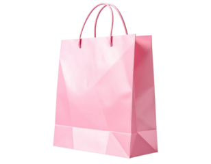 Pastel Pink Shopping Bag Standing Upright with Soft Shadows, Transparent PNG