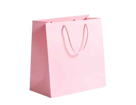 Pastel Pink Shopping Bag Standing Upright with Soft Shadows, Transparent PNG - Powered by Adobe