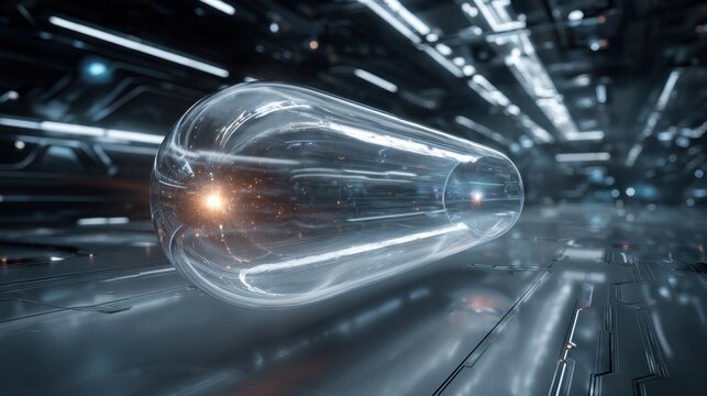 Abstract glowing sphere within futuristic metallic circuitry representing technology and innovation