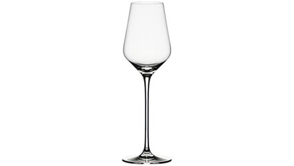 Isolated clear tulip shaped glass with long stem, perfect for serving champagne and wine