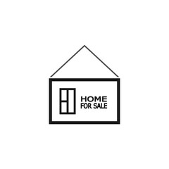 House with a sign isolated. Housing property sale. icon isolated on white background
