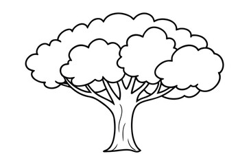 cartoon tree coloring book page line art vector illustration, tree outline icon vector
