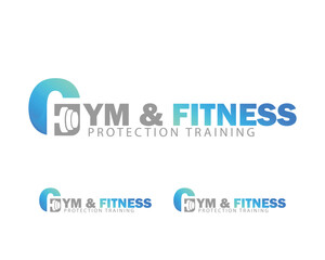 gym fitness logo creative shield protection design concept sport center