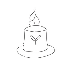 Coffee Cup with Leaf Line Art