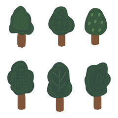 Cute Green Trees Vector Pack