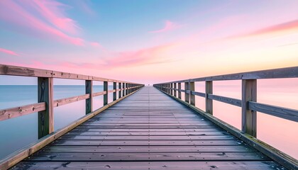 Obraz premium Holiday Pier Serenity A Journey into Tranquility under a Pastel Sky - Escape and Vacation
