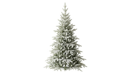 Isolated flocked Christmas tree ready for holiday decoration, a festive winter symbol