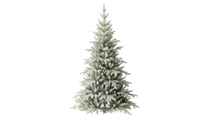 Isolated flocked Christmas tree ready for holiday decoration, a festive winter symbol